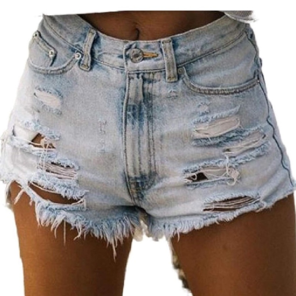 Light Blue Distressed Women's Jean Shorts